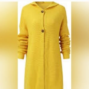 NWOT Size L Knit Hooded Cardigan, Mustard colour